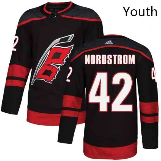Youth Adidas Carolina Hurricanes 42 Joakim Nordstrom Premier Black Alternate NHL Jersey